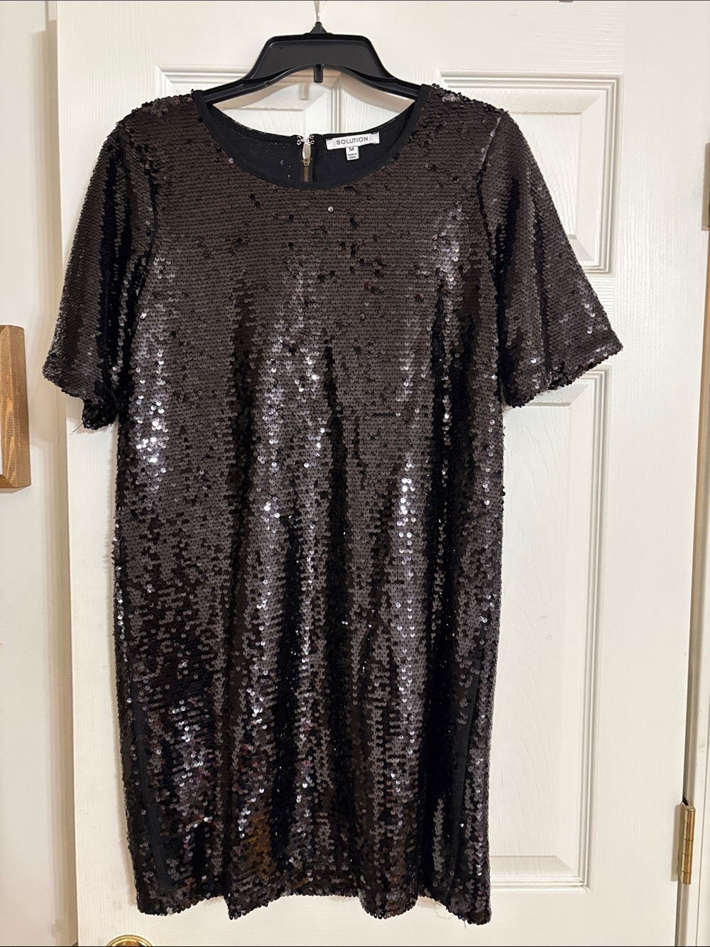 Sequin Shift Dress in Black